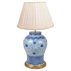 Antique Chinese blue and white vase / lamp, 19th century.