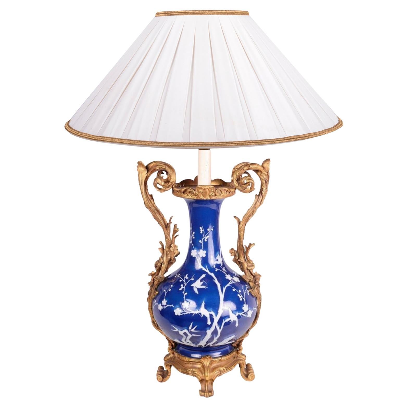 Chinese Blue and White Vase Lamp, 19th Century