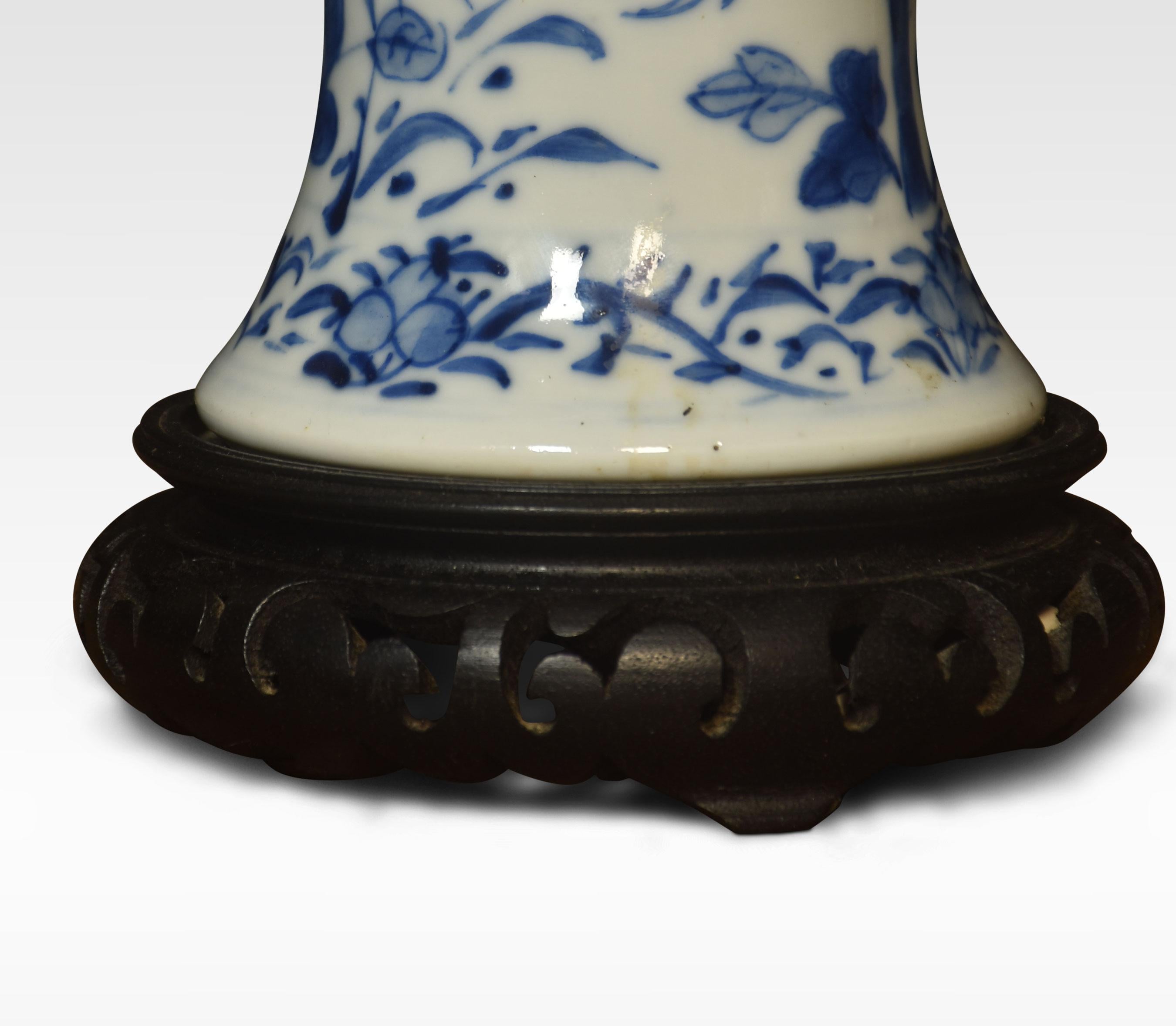 20th Century Chinese Blue and White Vase Lamp For Sale