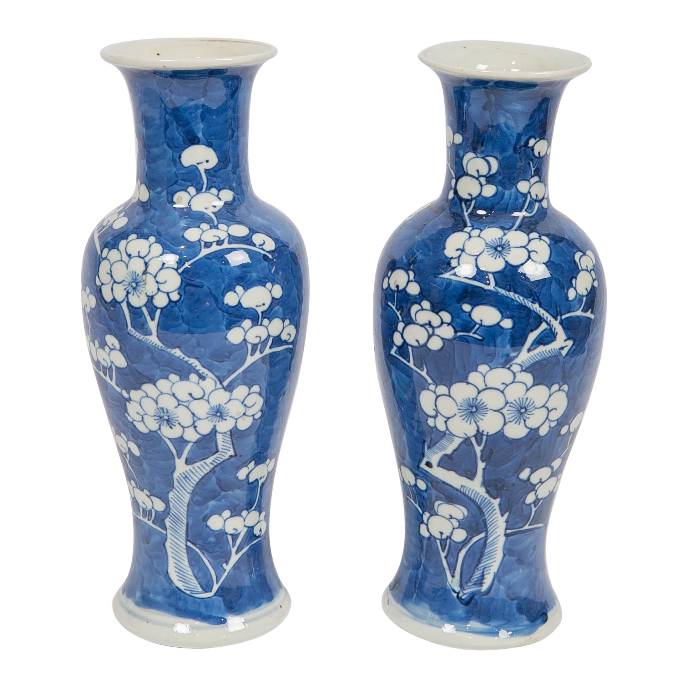 Antique Chinese Blue and White Porcelain Vases Made circa 1880