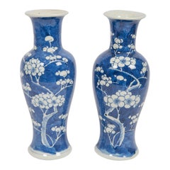 Antique Chinese Blue and White Porcelain Vases Made circa 1880