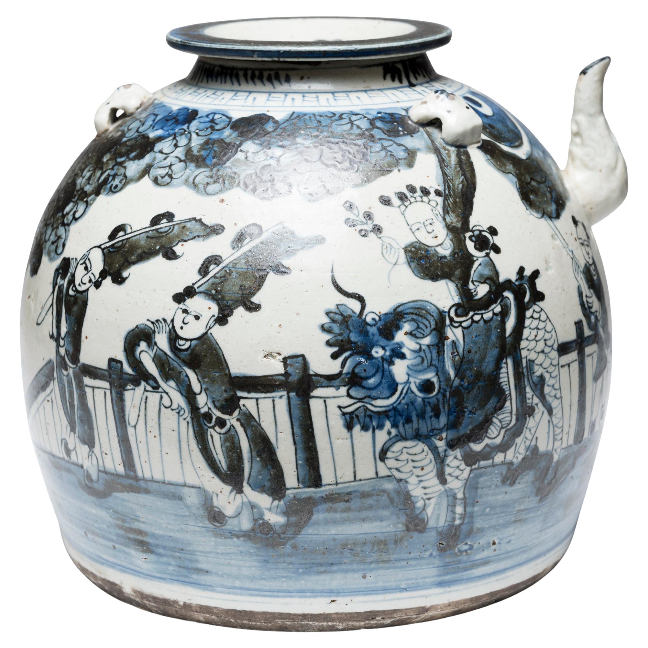 Chinese Blue and White Water Vessel, c. 1900 For Sale