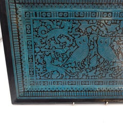 Chinese blue cinnabar lacquer tray, platter, tea tray, serving tray circa 1920