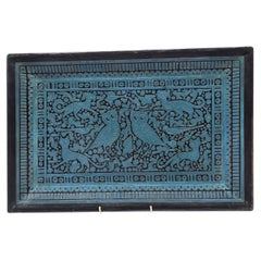 Chinese blue cinnabar lacquer tray, platter, tea tray, serving tray circa 1920