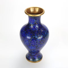 Chinese Blue Cloisonne Floral Enameled Vase 20thC