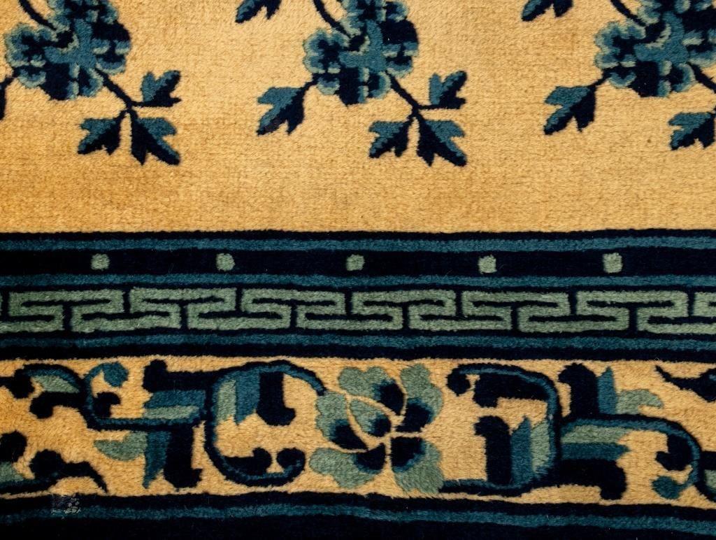 Chinese Blue & Cream Flower Rug, 5' x 3' In Good Condition For Sale In New York, NY