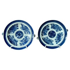 Chinese Blue Fitzhugh Porcelain Hot Plates Set of Four