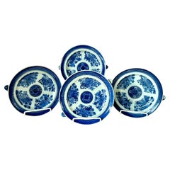 Chinese Blue Fitzhugh Porcelain Hot Plates Set of Four