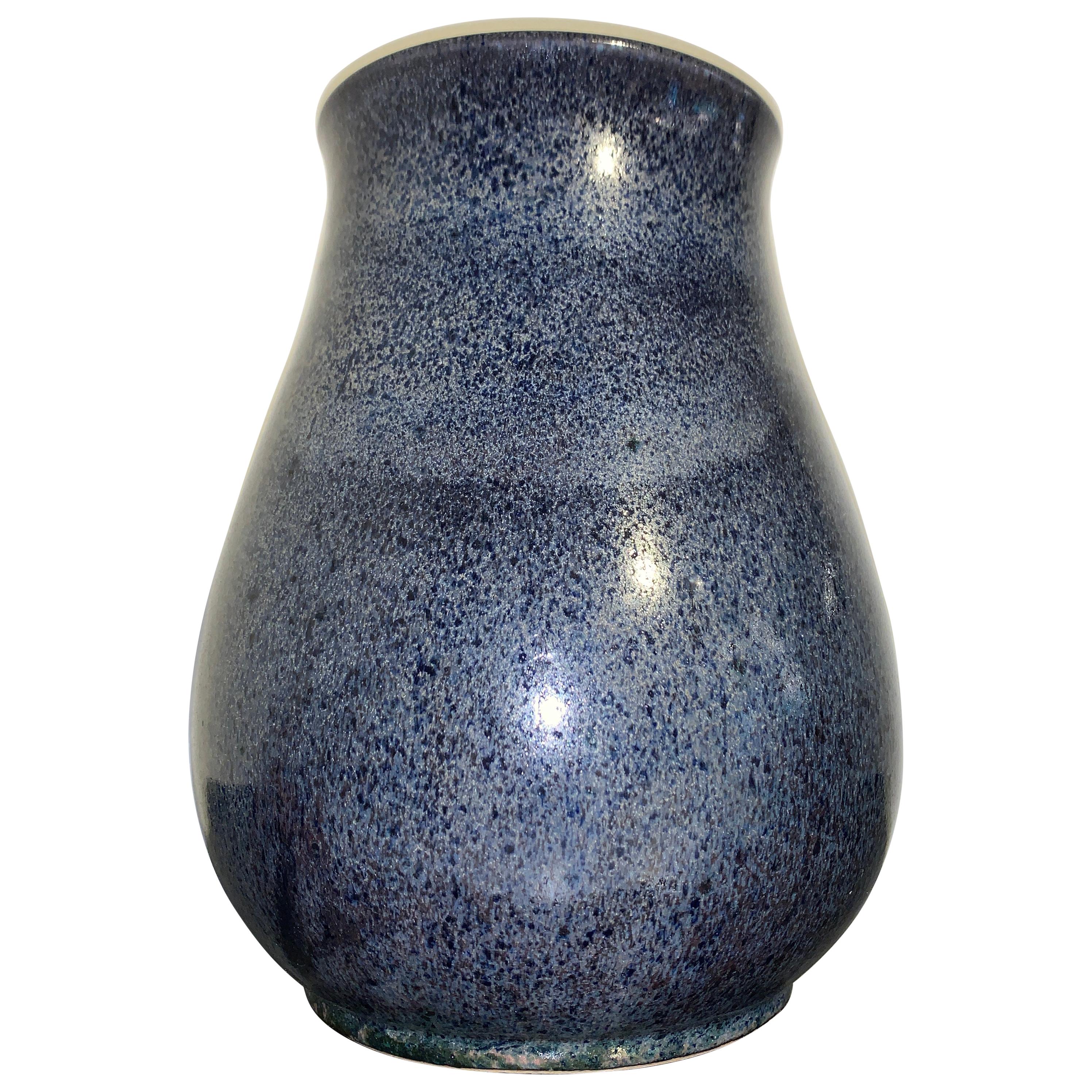 Vase Hu à glaçure bleue Flambe, Dynastie Qing, 19e siècle, Chine