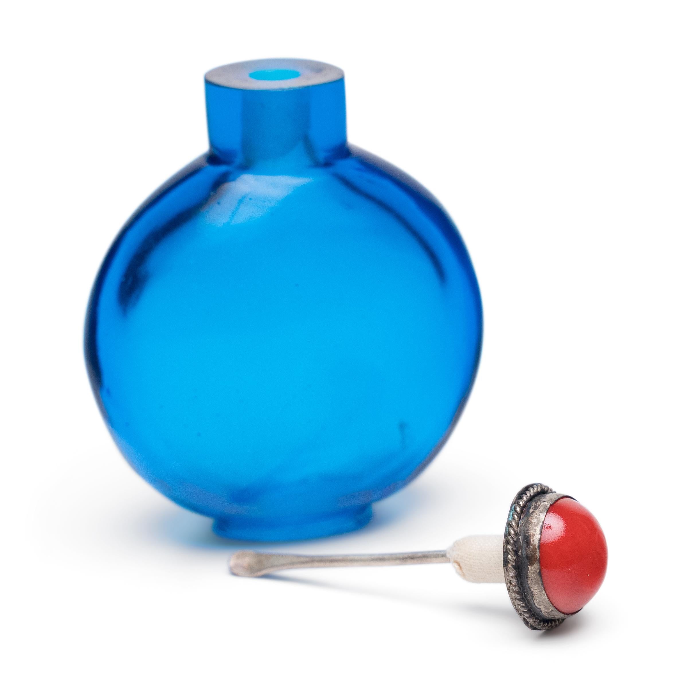 Art Déco Tabacchiera cinese in vetro blu, 1920 ca. in vendita