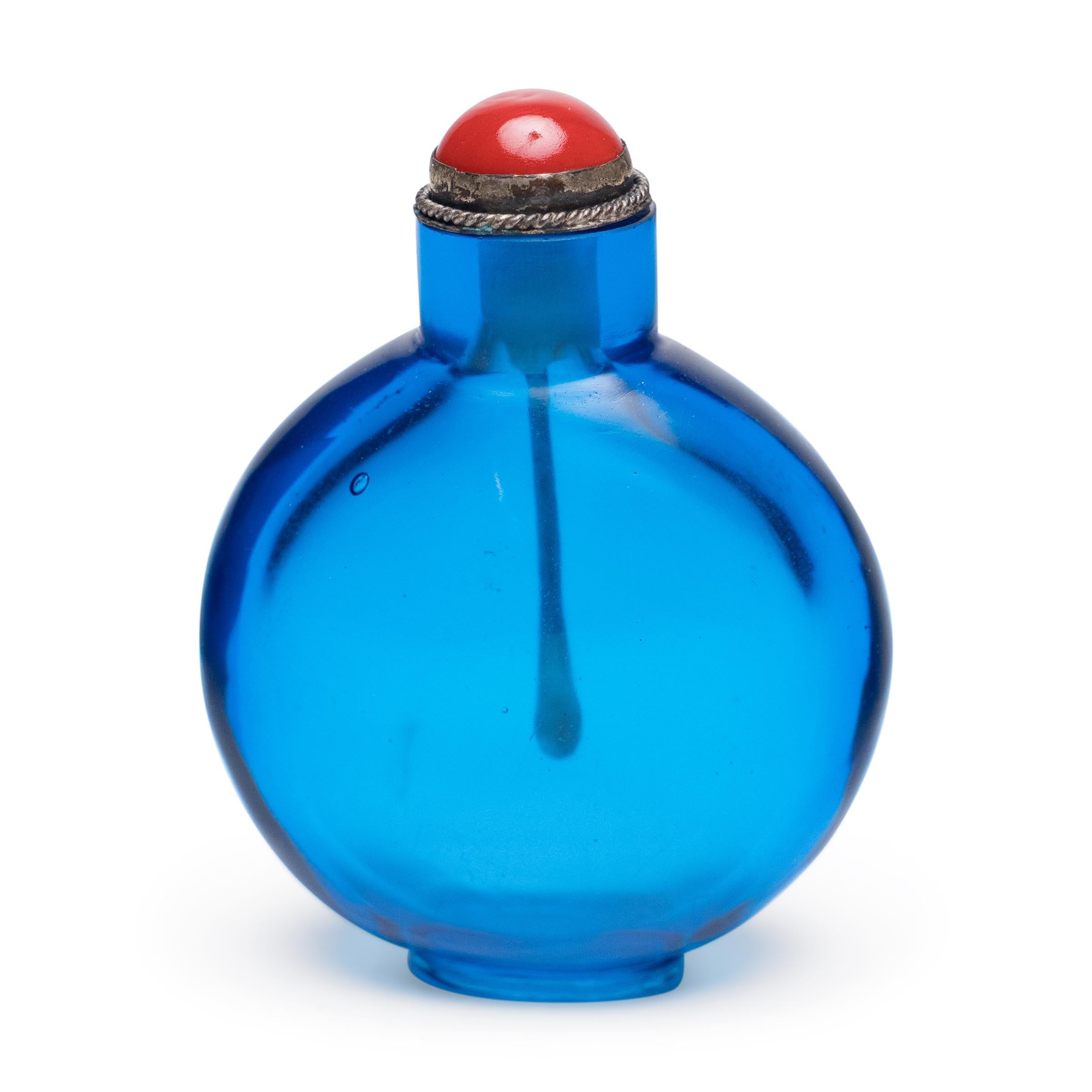 Cinese Tabacchiera cinese in vetro blu, 1920 ca. in vendita