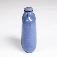 Chinese Blue Glazed Baijiu Bottle with Calligraphy, Late Qing Dynasty