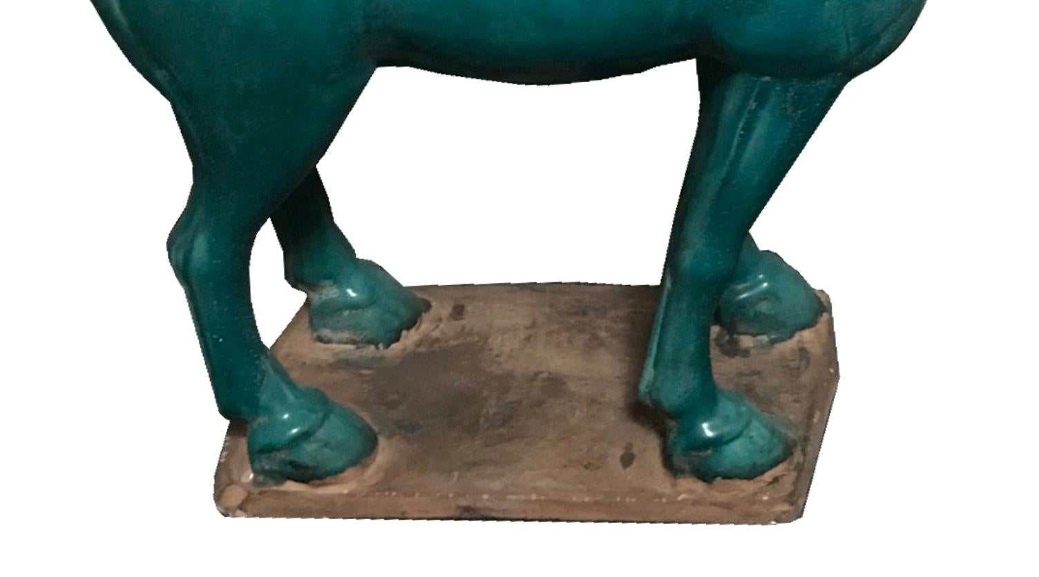 20th Century Chinese Blue Glazed Pottery Horse