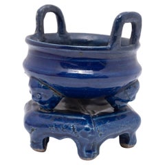 Chinese Blue Glazed Tripod Censer