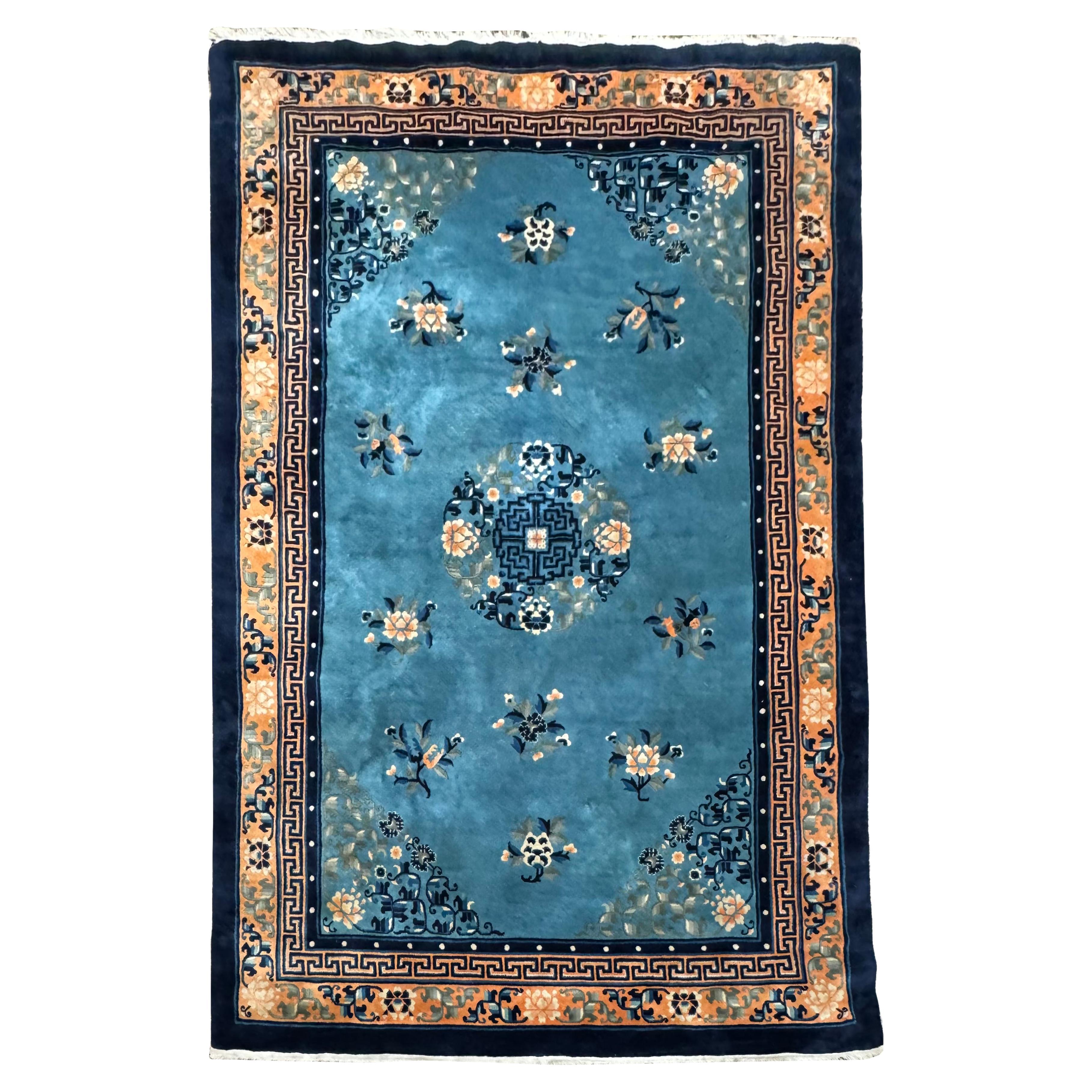 Chinese Blue Peking Area Rug - Circa 1940