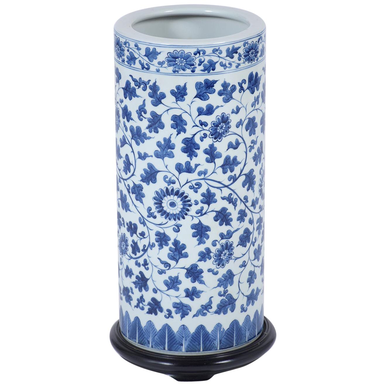 Chinese Blue Porcelain Umbrella Stand