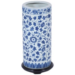 Vintage Chinese Blue Porcelain Umbrella Stand