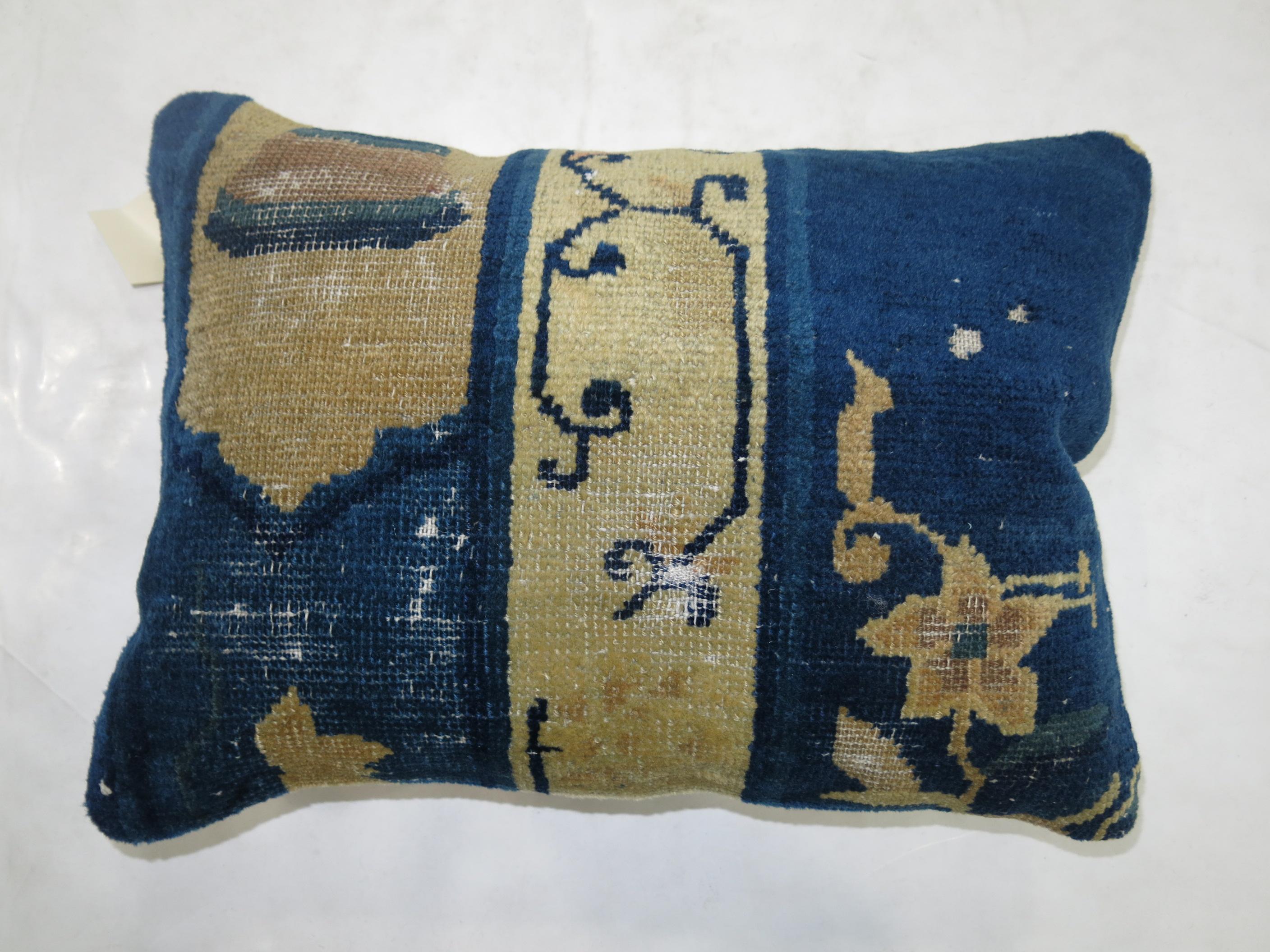 Grand Tour Chinese Blue Rug Pillow