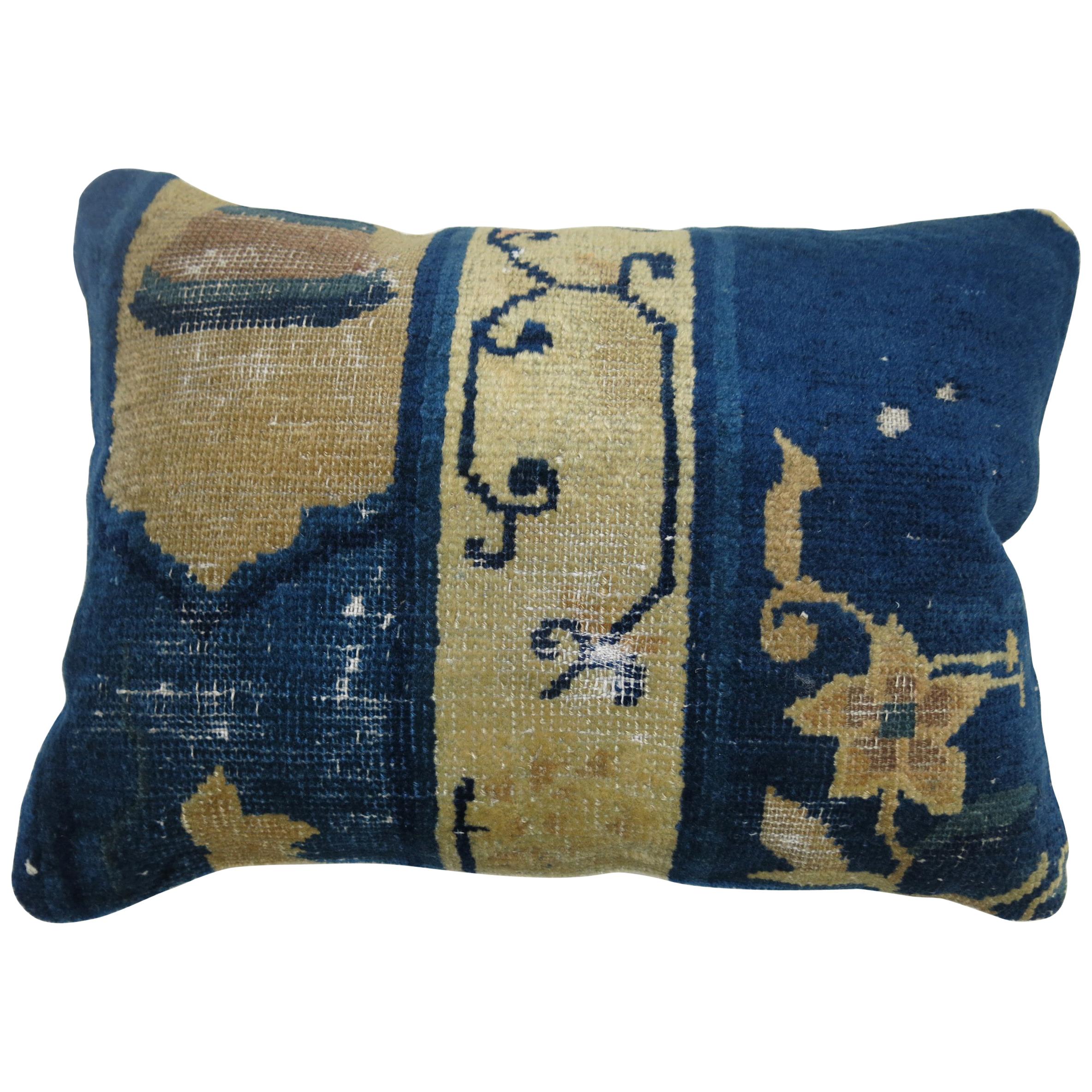 Chinese Blue Rug Pillow