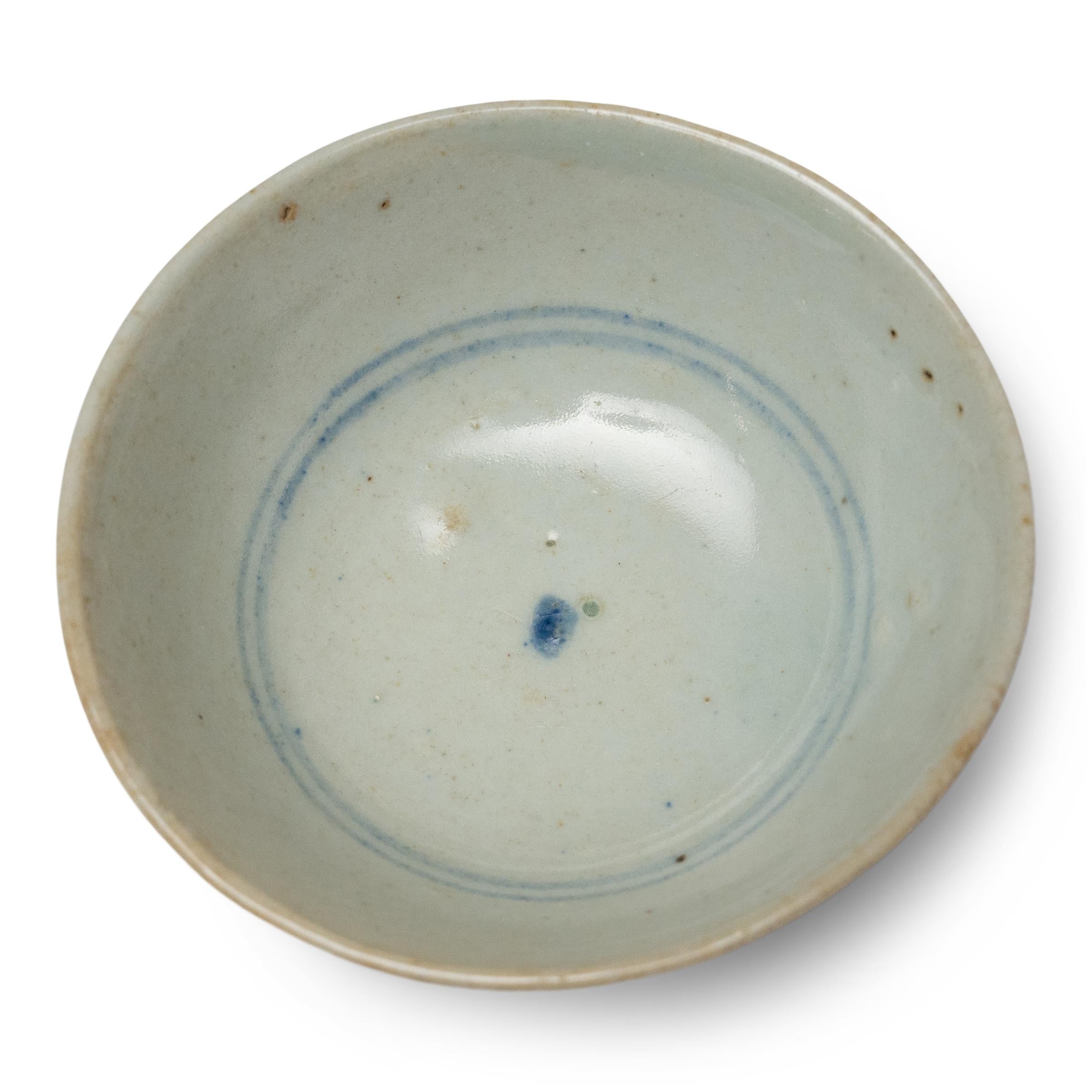 Glazed Chinese Blue & White Blossom Tea Cup, c. 1850 For Sale