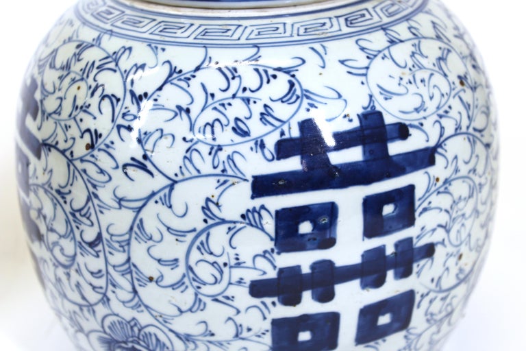 Chinese Blue and White Ceramic Ginger Jar For Sale 1