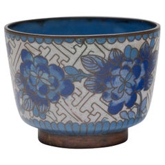Antique Chinese Blue & White Cloisonné Tea Cup, c. 1900