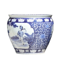 Chinese Blue & White Decorated Porcelain Fish Bowl