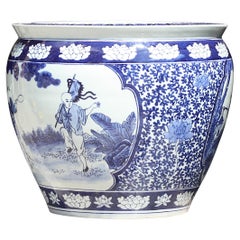 Chinese Blue & White Decorated Porcelain Fish Bowl