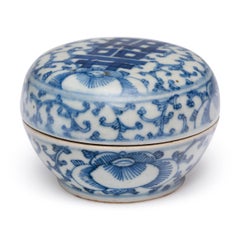 Caja Doble de la Felicidad Azul y Blanca de China