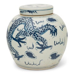 Chinese Blue & White Dragon Jar