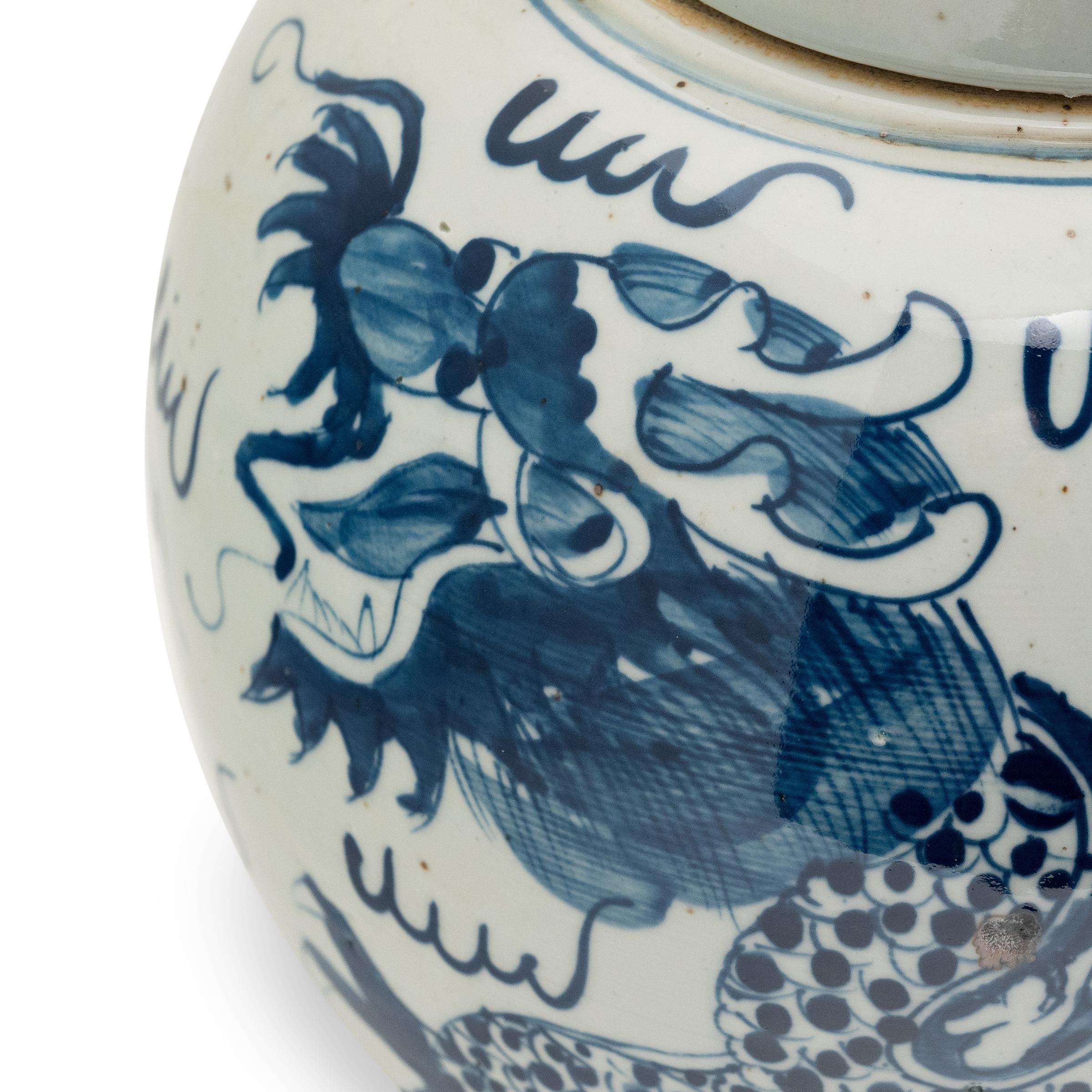 Contemporary Chinese Blue & White Dragon Jar