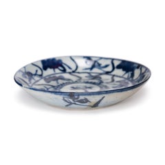 Chinese Blue & White Floral Plate, 19th Century
