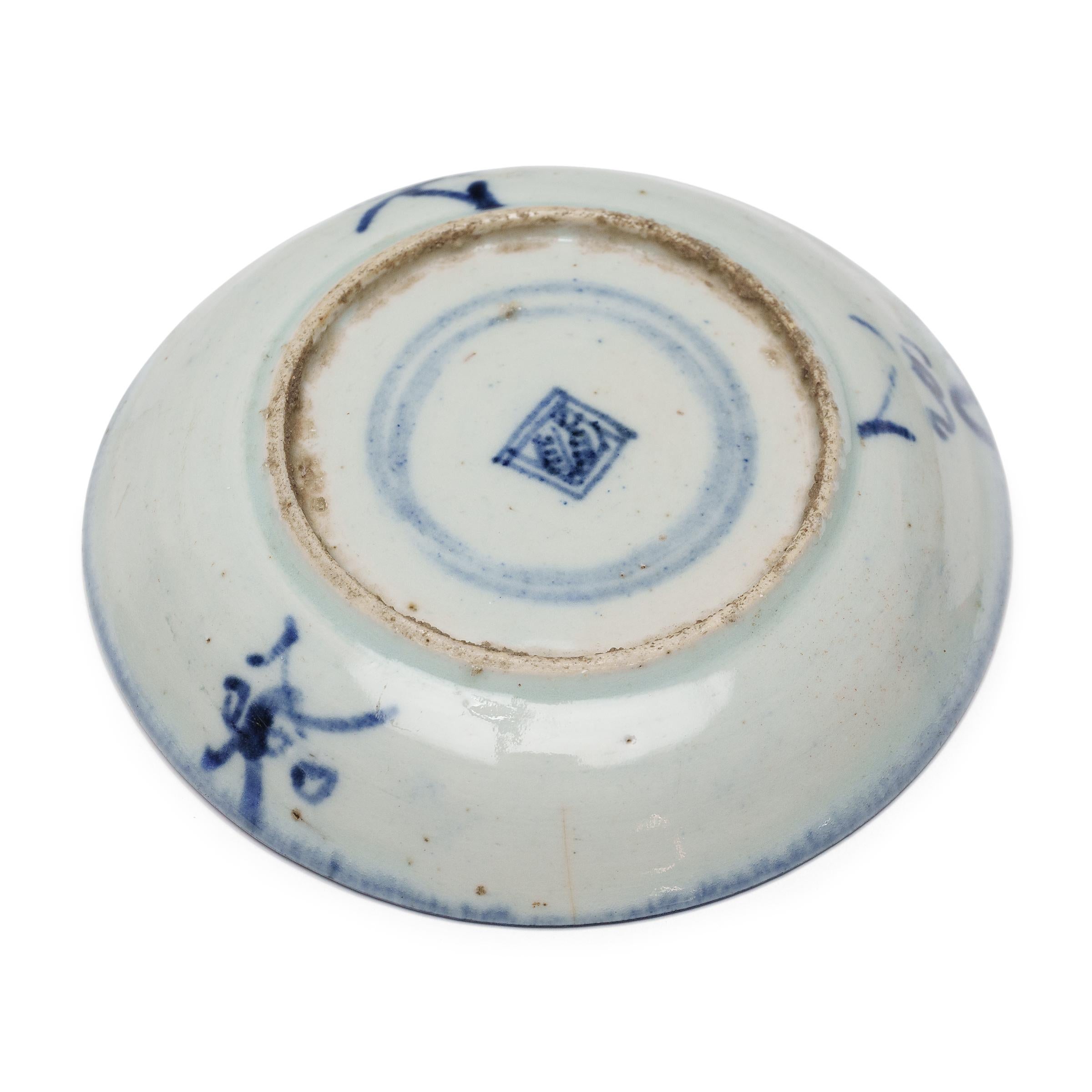 Qing Chinese Blue & White Floral Plate, c. 1850