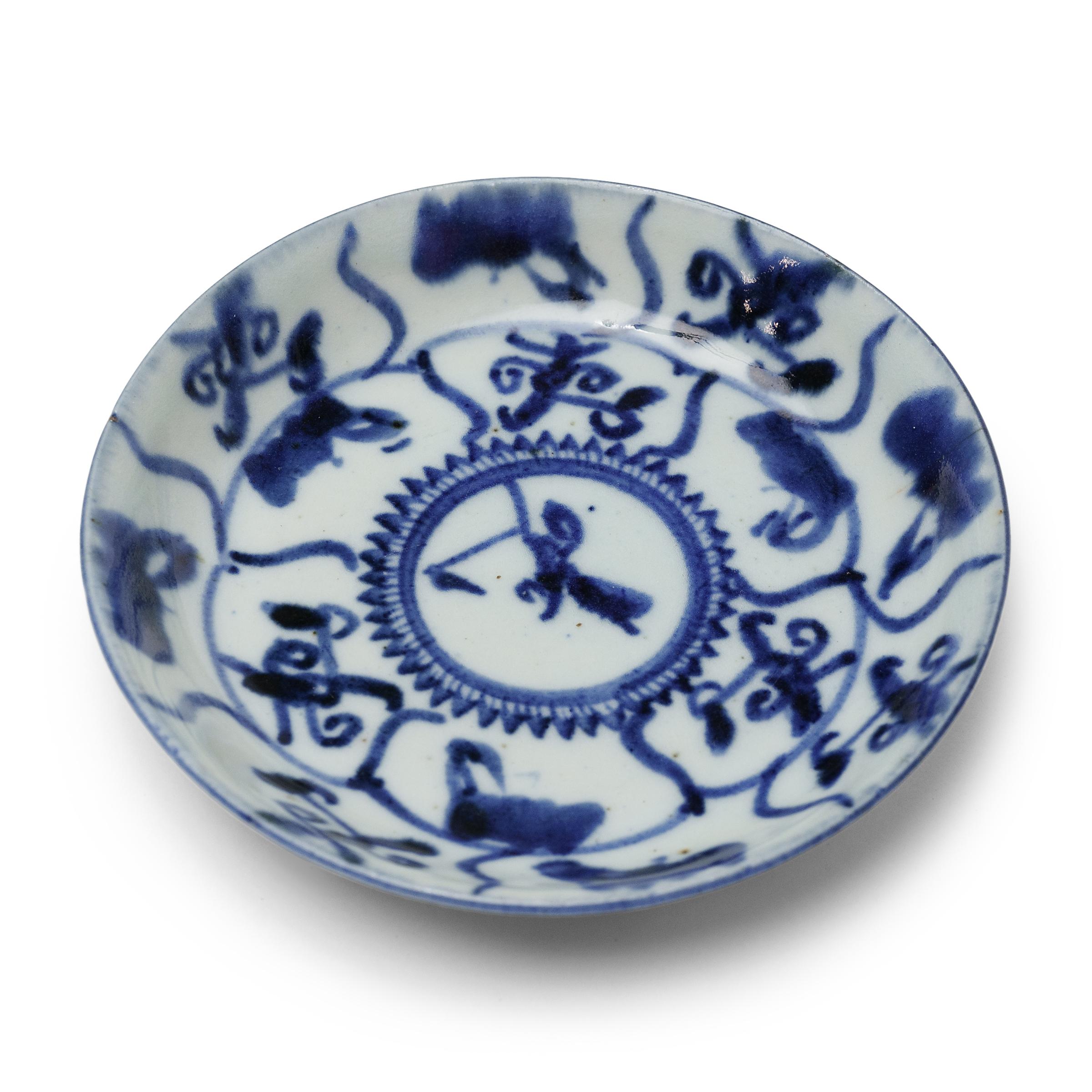 Glazed Chinese Blue & White Floral Plate, c. 1850
