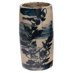 Chinese Blue & White Hat Stand with Lovebirds & Peonies, Early 19th Century