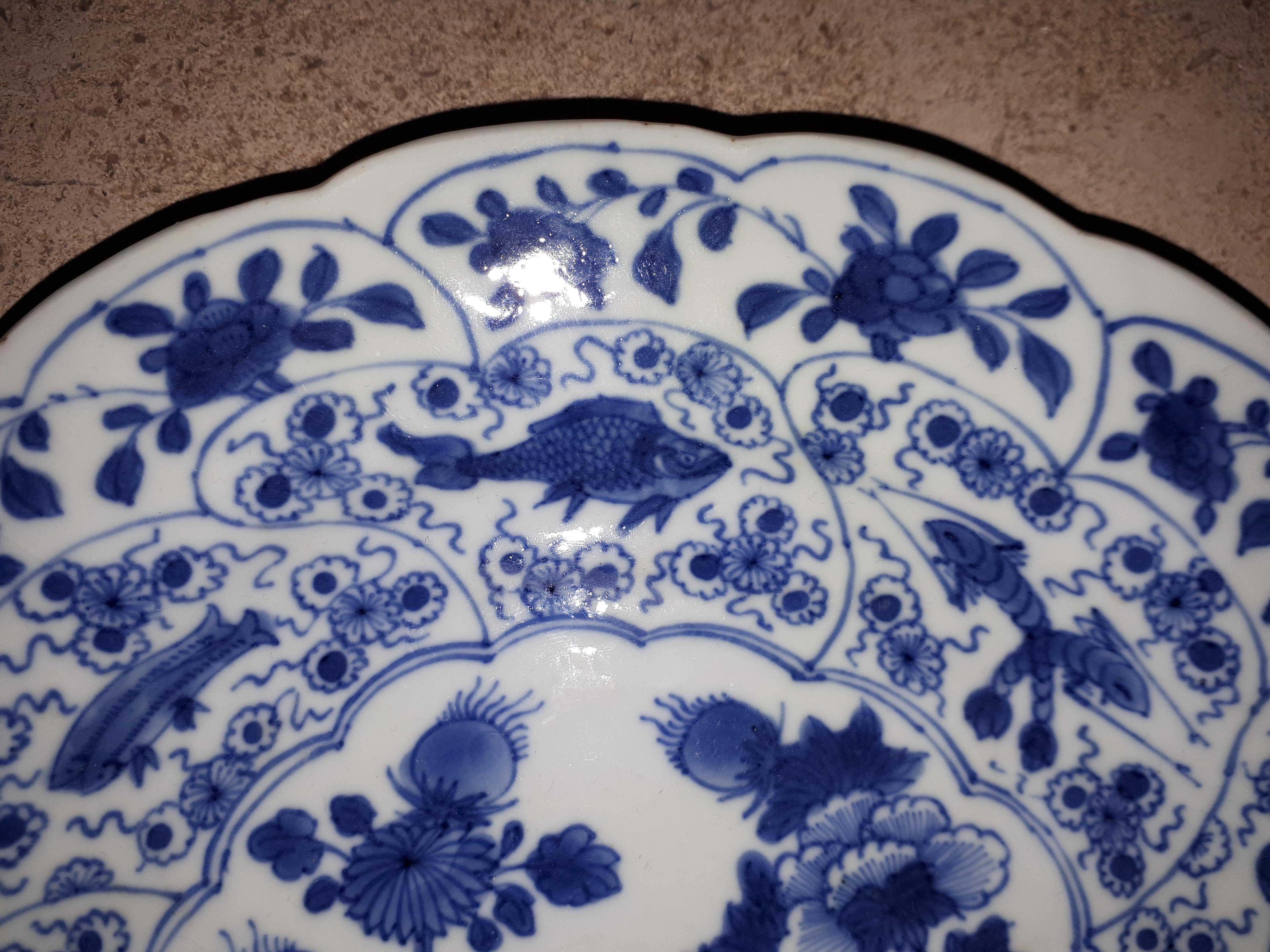 Enameled Chinese Blue White Plate, China Kangxi Period