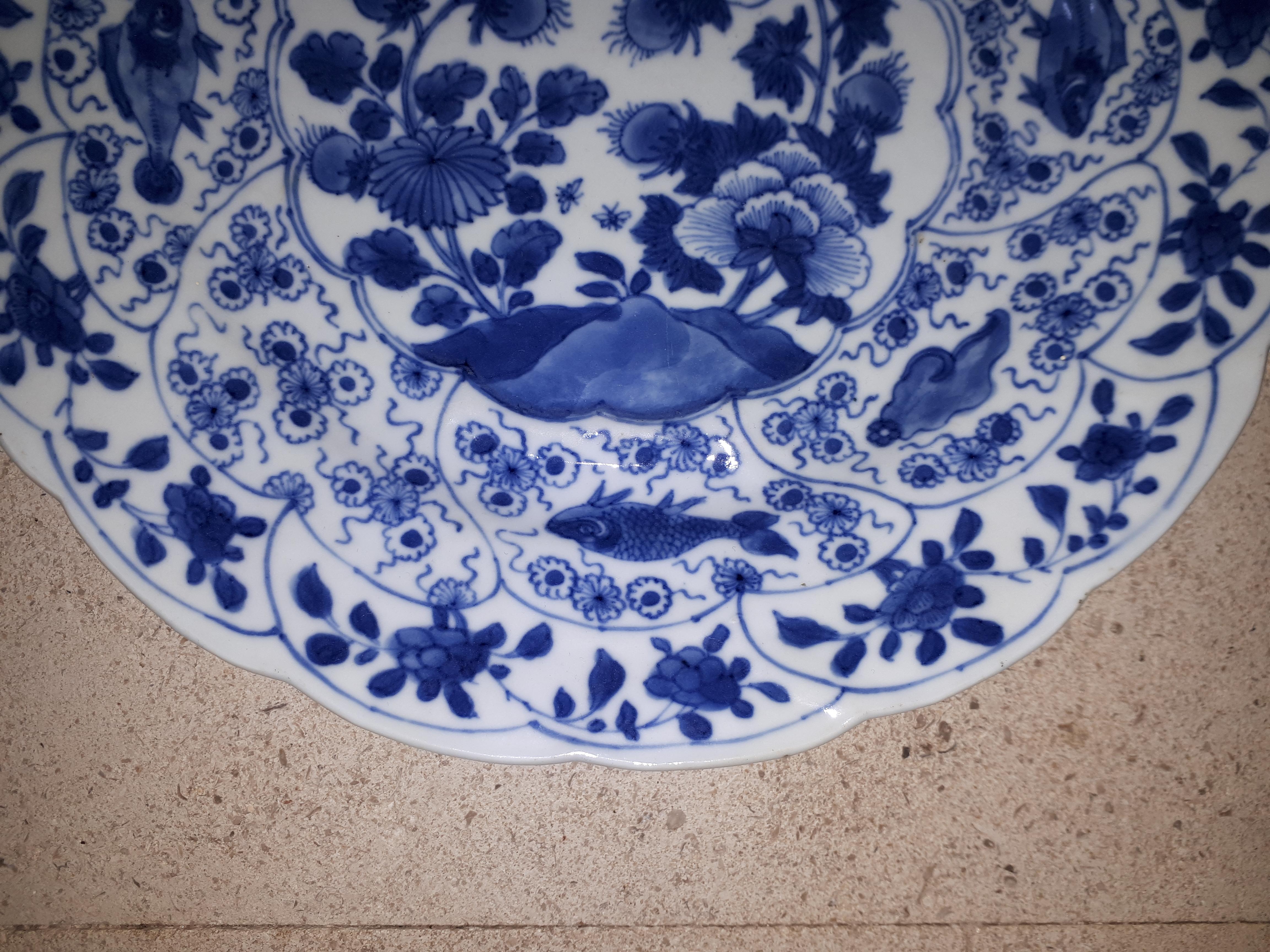 17th Century Chinese Blue White Plate, China Kangxi Period