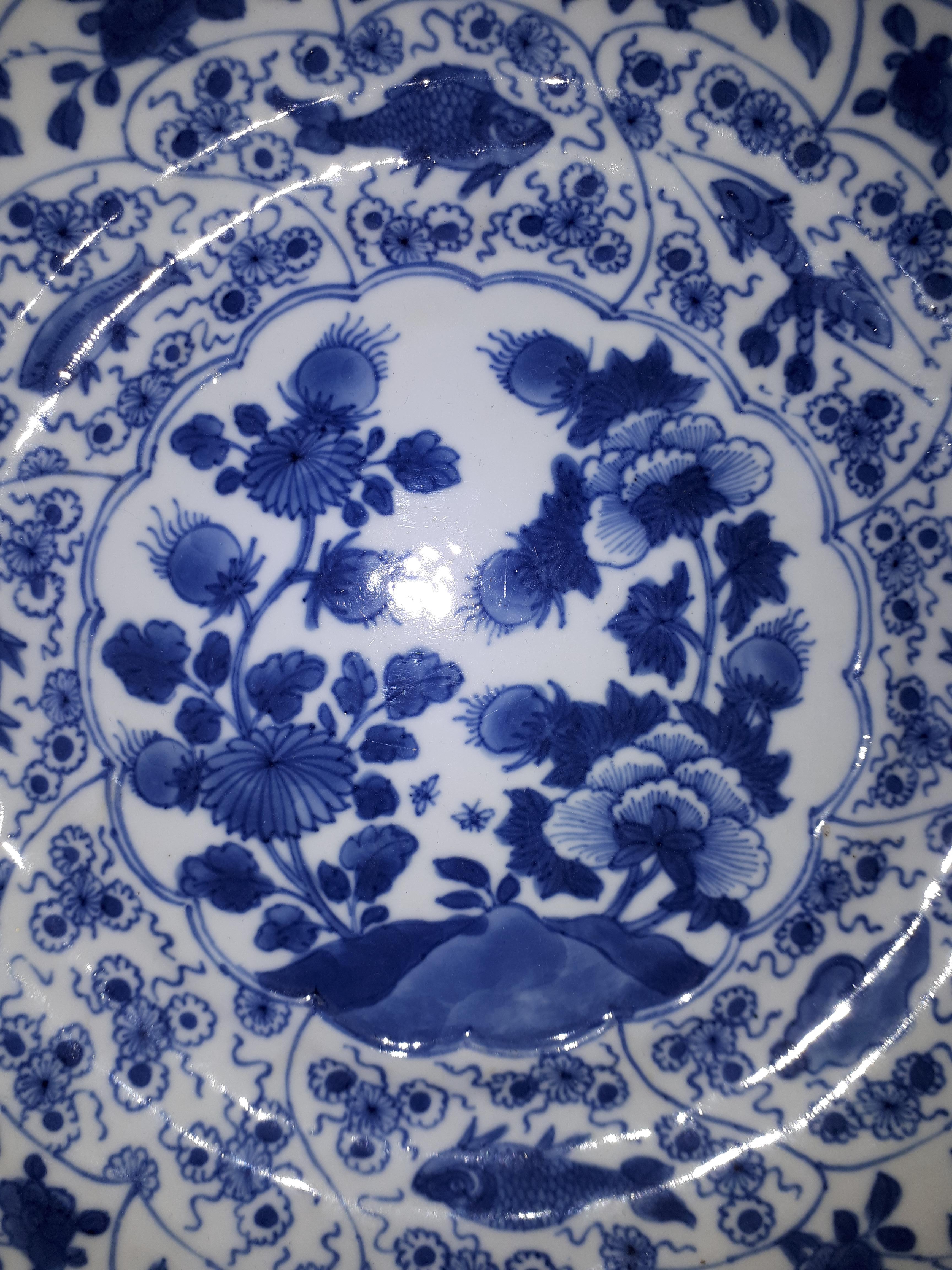 Chinese Blue White Plate, China Kangxi Period 1
