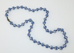 Chinese Blue & White Porcelain Bead Necklace, 1950's