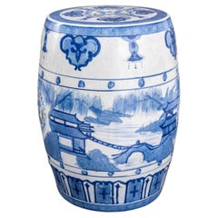 Siège de jardin ou Stand pour plantes en porcelaine chinoise bleue et blanche