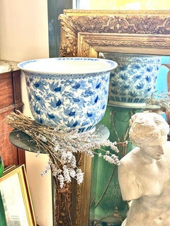 Chinese Blue & White Porcelain Jardinière with Carp, Circa 1900