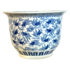 Chinese Blue & White Porcelain Jardinière with Carp, Circa 1900