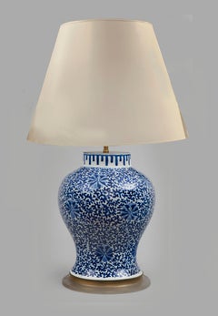 Chinese Blue and White Porcelain Vase Lamp, circa 1880