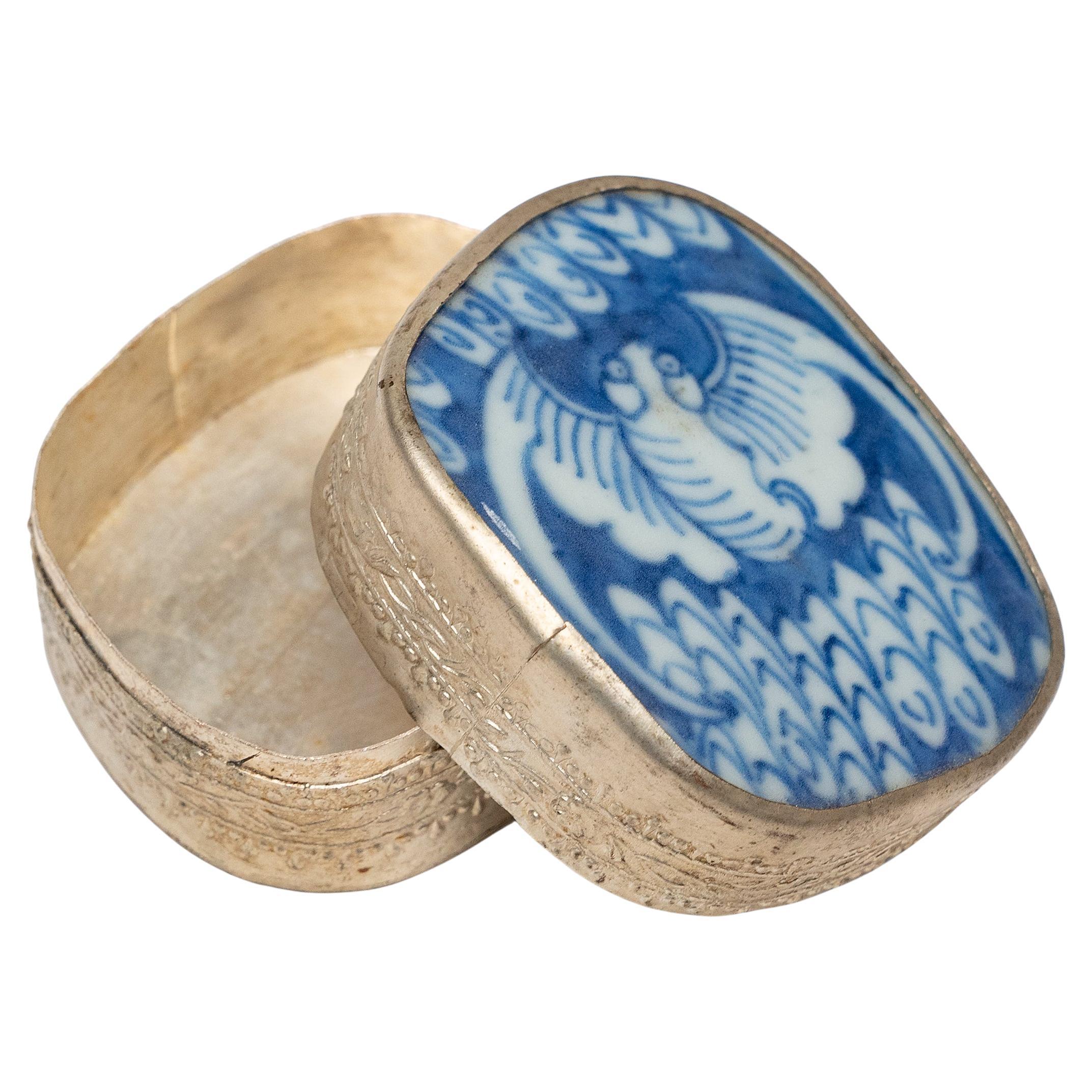 Chinese Blue 
White Pottery Shard Box For Sale