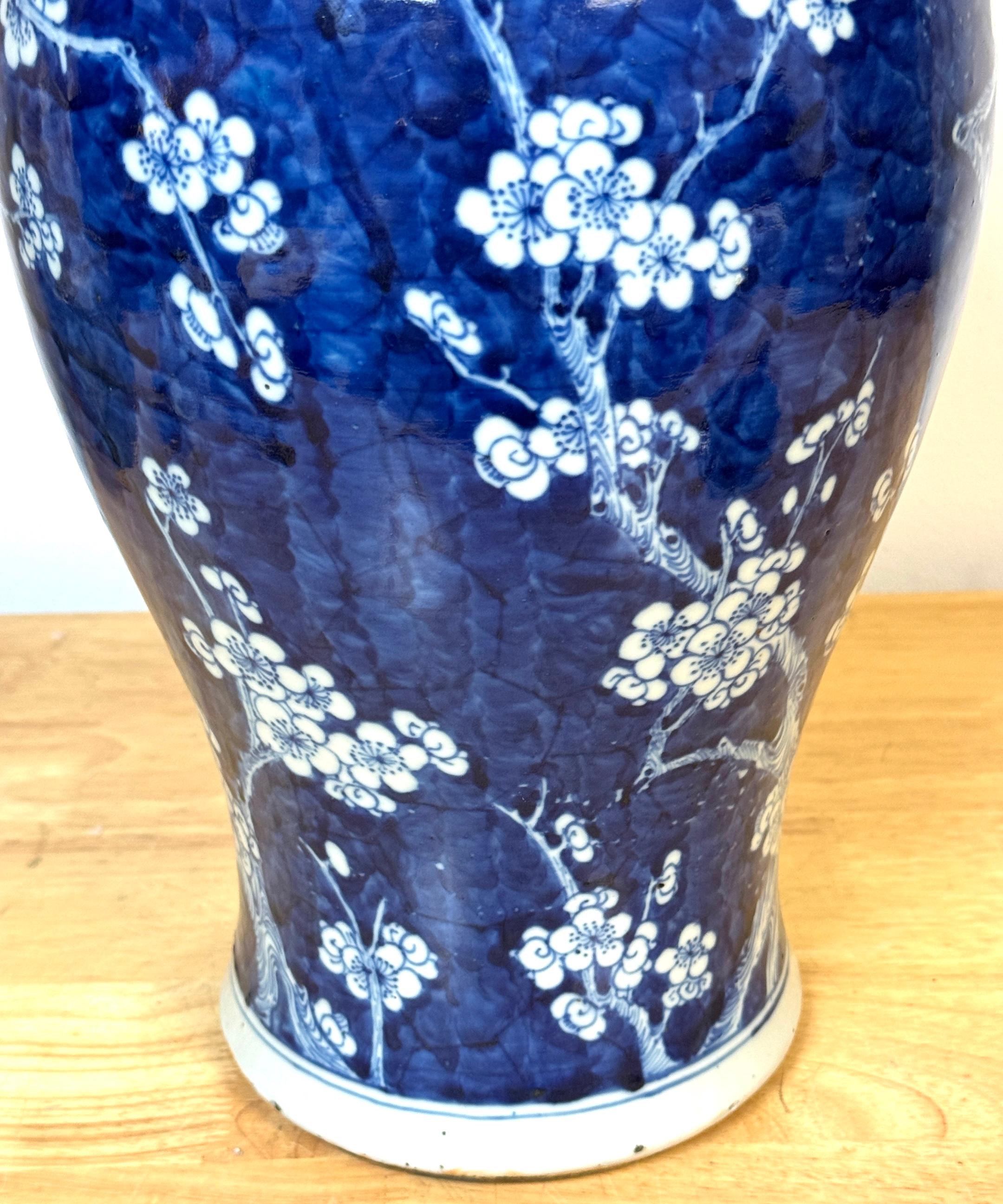 Chinese Blue & White 'Prunus & Birds' Jar/Vase & Cover Earlier Qing Dynasty For Sale 6