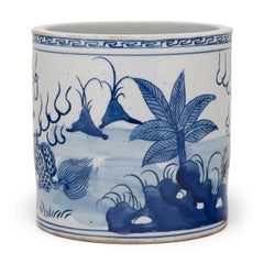 Chinese Blue & White Qilin Brush Pot