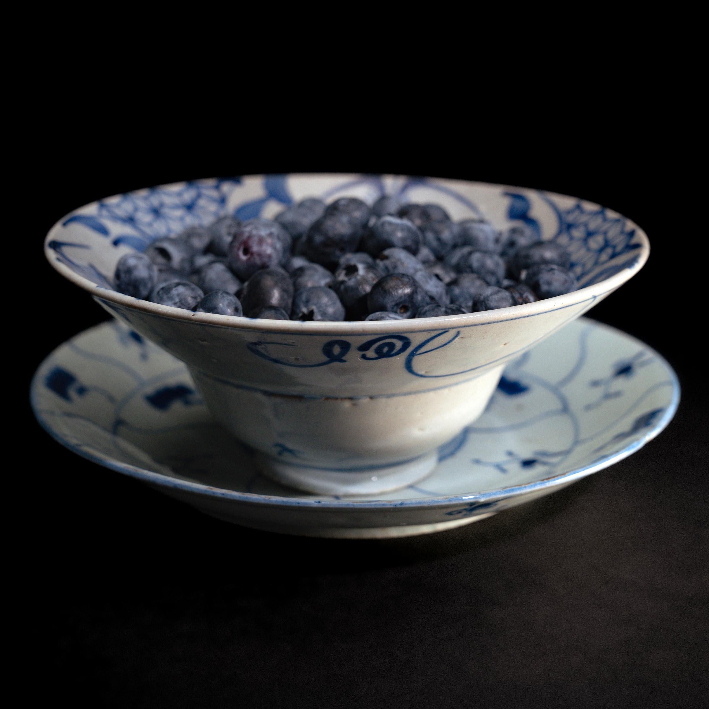 Chinesische Reisschüssel in Blau und Weiß, um 1900 (Glasiert) im Angebot