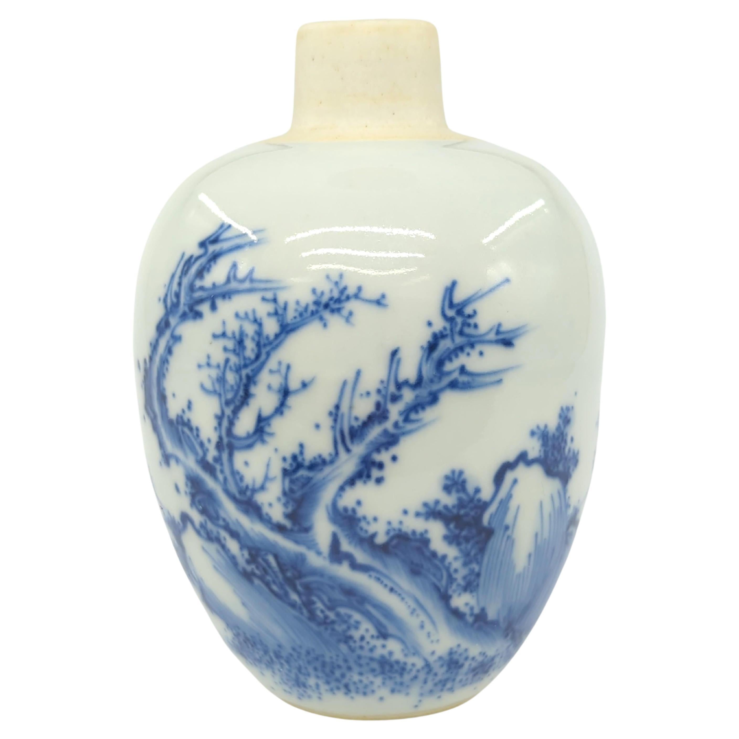 Qing Chinese Blue & White Tea Jar General Taming Qilin, Kangxi Mark, ROC Early 20c For Sale