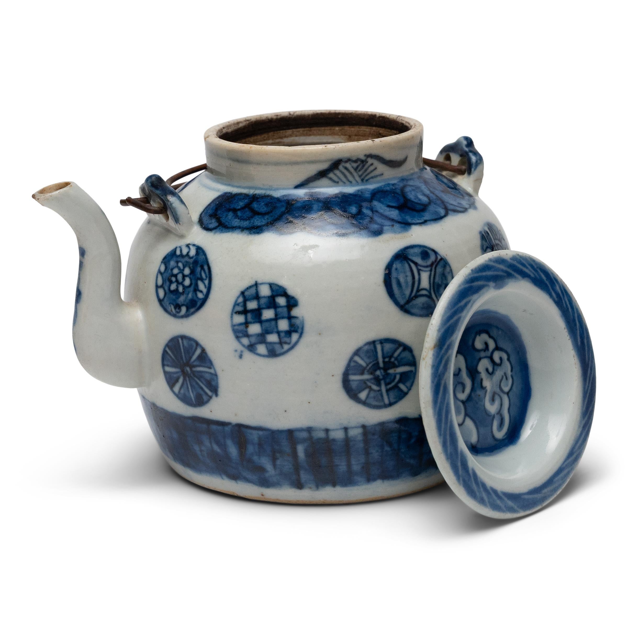 Chinese Export Chinese Blue & White Tea Pot, c. 1930s For Sale