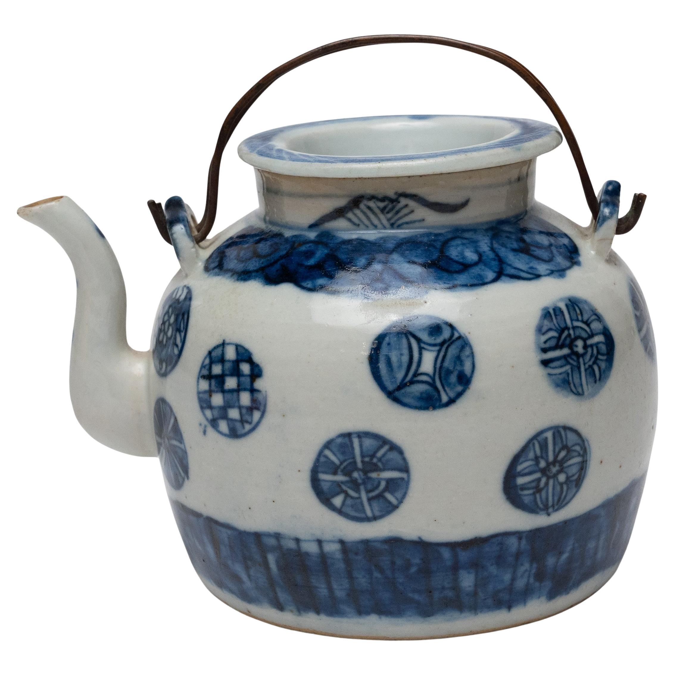 Chinese Blue & White Tea Pot, c. 1930s For Sale